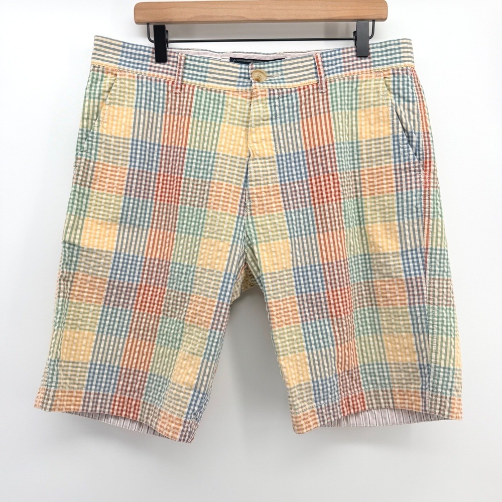 Halsey 44 LA Seersucker Shorts Mens 35x10 Multicolor Plaid Gingham Cotton Summer